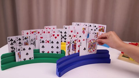 2 Pack Three-Layer Design Playing Cards Holders，Playing Card Holder for Kids Adults Hands Free Card Holder for Family Card Game Nights Poker Parties