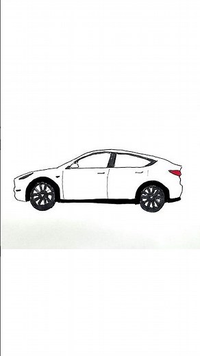 Tesla Car Drawing in 60 Seconds #tesla #drawing