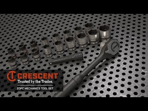 20 Pc. X10 3/8" Drive 6 Point Standard SAE/Metric Mechanics Tool Set | Crescent Tools