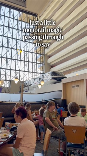 Is it just me or is there something magical about the monorail flying through The Contemporary Resort at Disney World while you eat your breakfast? This is one of my favorite spots in Disney! I could literally just sit here sipping my coffee and watch the monorail come through for hours. Lol. What about you? Do you have a favorite spot at Disney? #myresortreport #travel #vacation #resort #disney #contemporary #coffee #monorail | My Resort Report | Facebook
