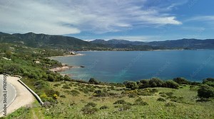 Best beaches of Corsica island. Aerial drone video of three beaches