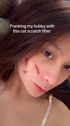 Cat Scratch Filter Prank on My Husband 😂