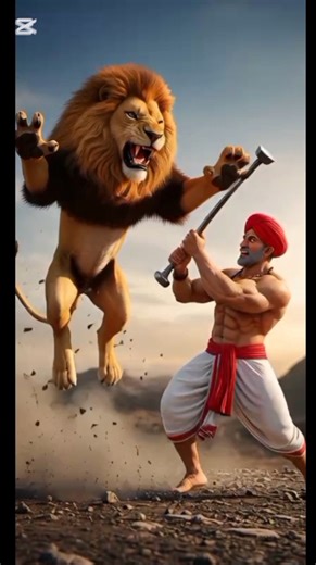 The Brave Bodybuilder Uncle and the Wild Lion💪 | #ai #shorts #viral