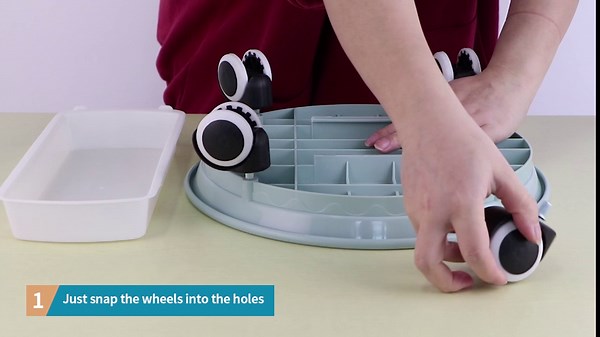 Plant Caddy with Water Container, 13.2" Round Plant Pallet, Plant Pot Trolley, Pack of 2 (Blue)