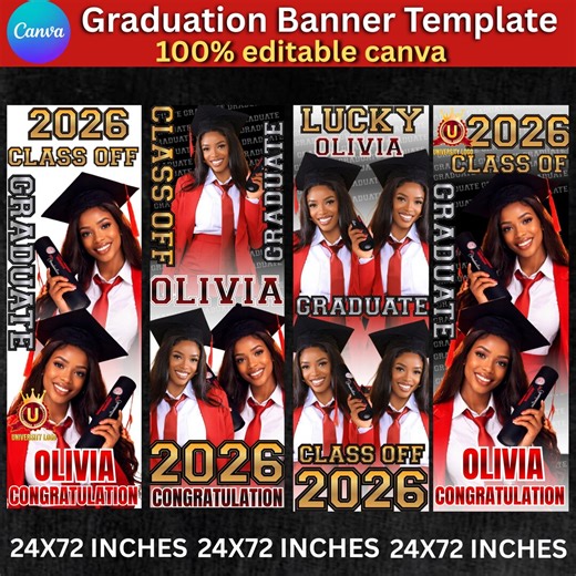 Editable Graduation Banner Template 2026 | Canva Graduation Party Decor | Custom Grad Sign Printable, DIY Texts, Instant Download - Etsy