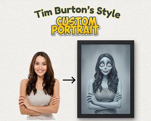 Custom Tim Burton Style Portrait, Spooky Gothic Art (digital File) - Etsy Canada