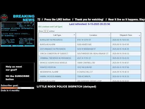 LIVE POLICE SCANNER: Arkansas Weather, Crime News, Emergency Rescue & Traffic | 9-15 Overnight