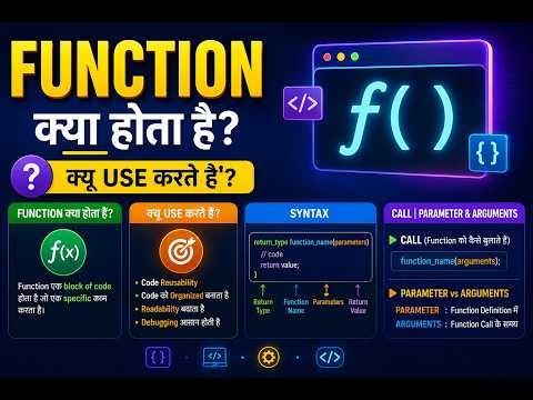 Function kya hota hai | kyu use krte hai |Funtax syntax | Call | parameter or Arguments #javascript