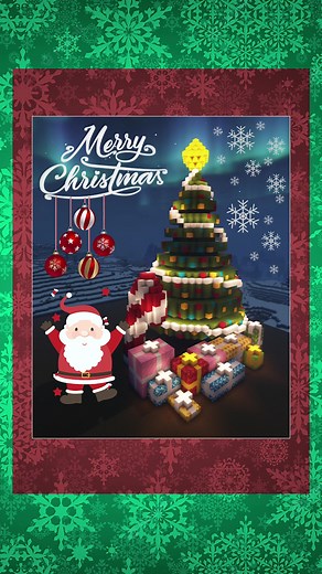 Christmas Tree Minecraft Build - Relaxing Video with Shaders