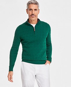 Club Room Men's Cable Knit Quarter-Zip Sweater, Macy's Exclusive - Macy's