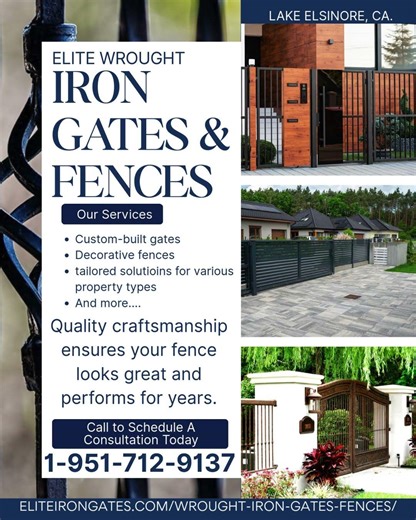 Elite Wrought Iron Gates & Fencing LAKE ELSINORE, CA. Ornamental iron fence design & installation
