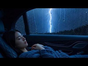 Heavy Rain with Thunderstorm in a Cozy Car | Fall Asleep Naturally and Enjoy Peaceful Deep Sleep