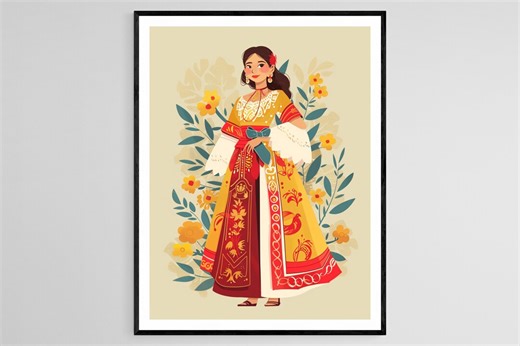 Baro't Saya Illustration, Filipino Chick Art Print - Etsy
