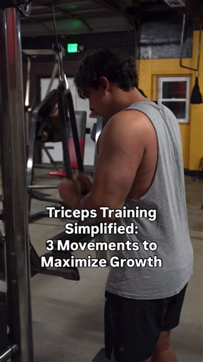 As a general guideline here are 3 movements that can help maximize tricep growth: 1) Overhead Extension: due to their being research to suggest that an overhead extension may be superior to a pushdown when performed at a partial range of motion (35819335). Other research suggest going too deep in an overhead position may reduce the stimulus, likely as a result by reduction in active tension (Stasinaki et al., 2018). 2) Pushdown: a classic exercise with many variations that are typically performe