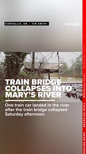 "At approximately noon today, a Portland & Western Railroad (PNWR) bridge outside Corvallis collapsed while a 19-car train was traversing over it, derailing a railcar carrying urea into Mary's River," a spokesperson for PNWR tells KATU News. | KATU News