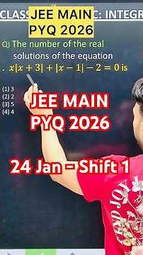 Q) The number of the real solutions of the equation 𝑥|𝑥+3|+|𝑥−1|−2=0 is #jee2026 #jeemain #jee
