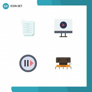 Download 4 Universal Flat Icons Set for Web and Mobile Applications check list player notepad video level Editable Vector Design Elements for free