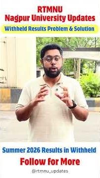 Withheld results of Rtmnu Nagpur university problem and solution