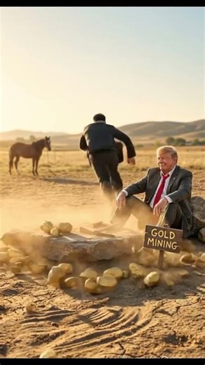 Trump laughing and pick up golden stone. Kim jong running horse comedy scene 🤪#shortsfeed #satire