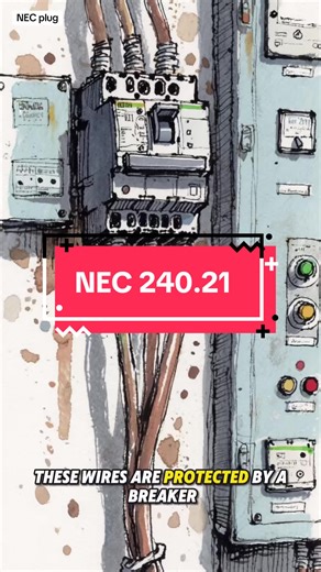 Smaller conductors can legally connect to much larger breakers. In this video, I explain how NEC 240.21 permits tap conductors, why protection is provided downstream instead of at the tap point, and how conductor length and routing control fault risk better than breaker size alone. This isn’t missing protection — it’s relocated protection. Follow NEC Plug for NEC rules explained simply and correctly. ⚡️🔌#electrician #NEC #neccode #residentialelectrician #electricity