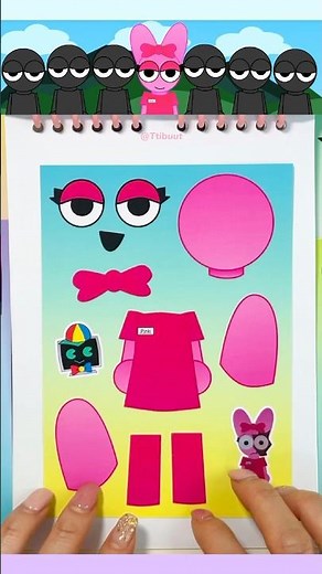 Pinki 💗 Sprunki Retake Re-Skin Sticker Book 🩺 스프런키 리테이크 리스킨 스티커 Asmr