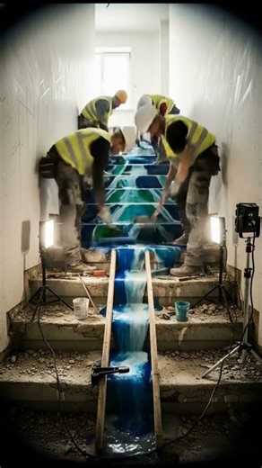 Epoxy Staircase Transformation #transformyourhome #epoxyfloor #staircasetransformation #stairs