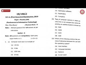 BCA 1ST SEM FUNDAMENTAL OF IT C 2019 | VBSPU