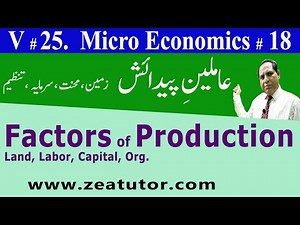 Factors of Production | zea tutor | Economics lectures in urdu/Hindi Sir Zafar