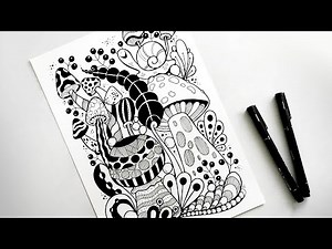 Zentangle mushroom drawing step by step ✺ zentangle art ✺ mushroom drawing