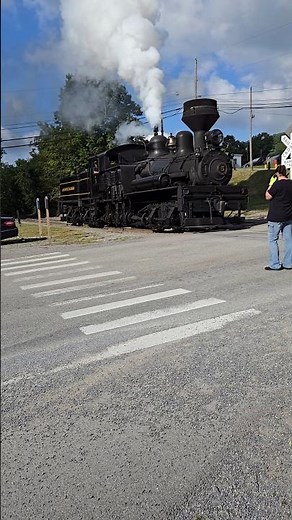 Cass Scenic Railroad Shay Locomotive Uncoupled from Passenger Cars