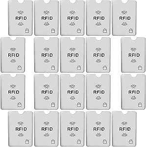 SaiTech IT Set of 20 RFID Blocking Sleeves Best way to Protect your Cards from Electronic Theft, Durable, Lightweight and Compact Design to fit in any Pocket or Purse (Silver)