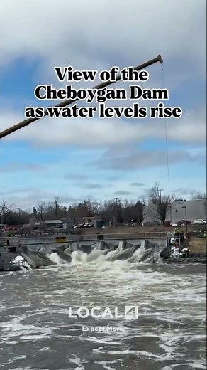 View of Cheboygan Dam as water levels rise