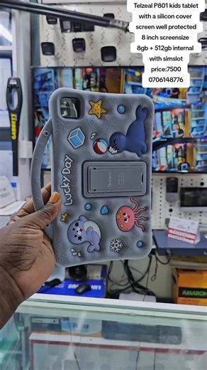 Telzeal P801 kids tablet with a silicon cover screen well protected 8 inch screensize 8gb 512gb internal with simslot price:7500 0706148776 #viralvideo #goviral #birthday #makemefamous #kids