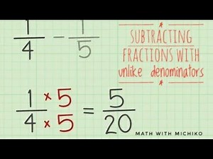 Subtracting fractions with unlike denominators| Unlike Denominators| Math with Michiko | For kids