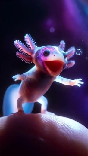 Galaxy Axolotl Does Zero-G Barrel Rolls on Your Finger 🌌 #hatchlingsofwonder #kidsfantasyadventure
