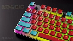 Ranked Pudding PBT Keycaps | 112 Double Shot Translucent ANSI US & ISO Layout | OEM Profile for RGB Mechanical Gaming Keyboard (Coral)