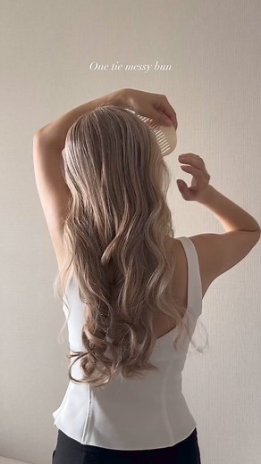 13K views · 84 reactions | Looking for the perfect spring updo inspo? Try this one tie messy bun using our Blissy silk skinny scrunchie ✨ Get yours now at www.blissy.com | Blissy | Facebook