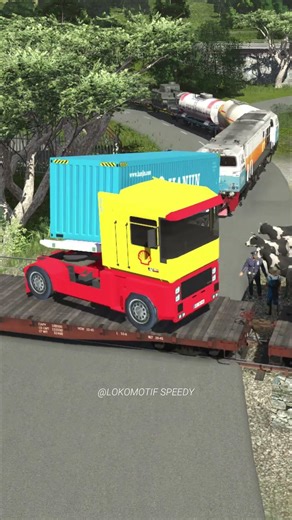 Kereta Api Lewat Di Kejar Truck #railtrack #railroad #railway #indianrailways #train