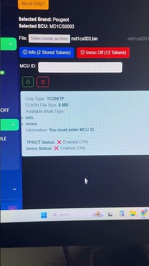 How to do immo off on Ecu MD1CS003