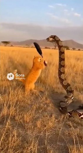 his Cat Faced a Giant Python… and Didn’t Flinch 🐱🐍#cat #cute #funny #animals