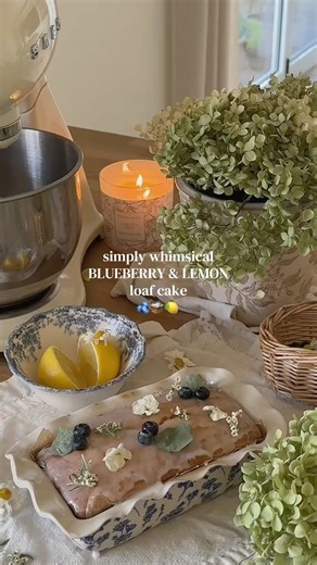 whimsical lemon & blueberry loaf 🍋🌿🫐🧺