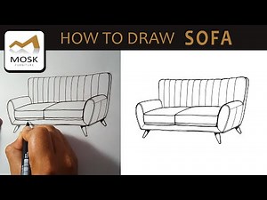 How to Draw Sofa step by step - high back