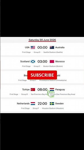World Cup 2026 Fixtures — 20 June 2026