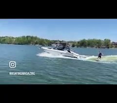 Here’s codyprizer surfing behind the new Sea Ray Boats SLX 260 Surf, during our test today in Tennessee. Powered by a Mercury Marine Bravo Four S, this boat boasts surfability, in addition to spirited speeds, a smooth ride due to its deep-V hull and all the luxury ( including a head) that the SLX series is known for. Look for our complete test, including surf commentary by Cody, coming soon | Boating Magazine | Facebook