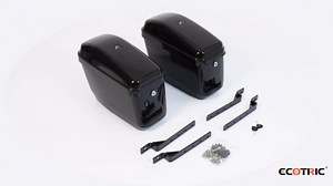 ECOTRIC 45L Motorcycle Hard Saddle Bags W/Lock Compatible with Harley Davidson Honda Shadow Kawasaki Vulcan VN Saddle Bags Trunk Storage Carrier w/Mounting Kit Plastic Black