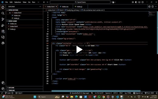 🎮 New Mini Project: 10-Second Click Speed Game ⚡ I built a small game using HTML, CSS, Bootstrap, and JavaScript where you have 10 seconds to click a button as many times as you can. A simple… | Karan Kolhe