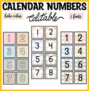 Printable Calendar Numbers, Number Labels, Number Spots, Number Tags