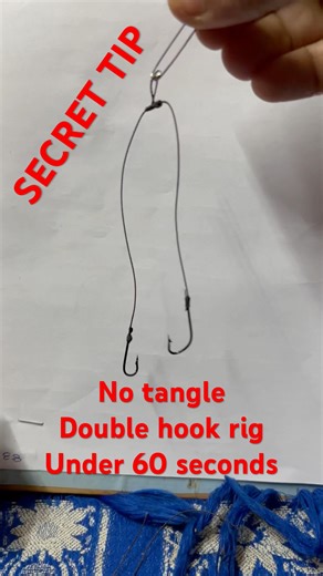 How to Tie a Tangle-Free Double Hook Rig in 60 Seconds ⏱️ #shorts #fishingtips #fishingknot
