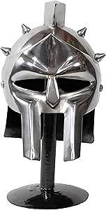 WAIZ Maximus Gladiator MINI Helmet Medieval Roman Greek Spartan Armor with Free Iron Stand