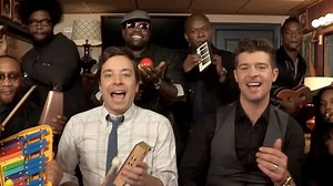 Robin Thicke, Jimmy Fallon, and The Roots Team Up for "Blurred Lines" Unplugged